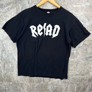 Anvil‎ Black T-Shirt with White Graphic Read Design Size Large